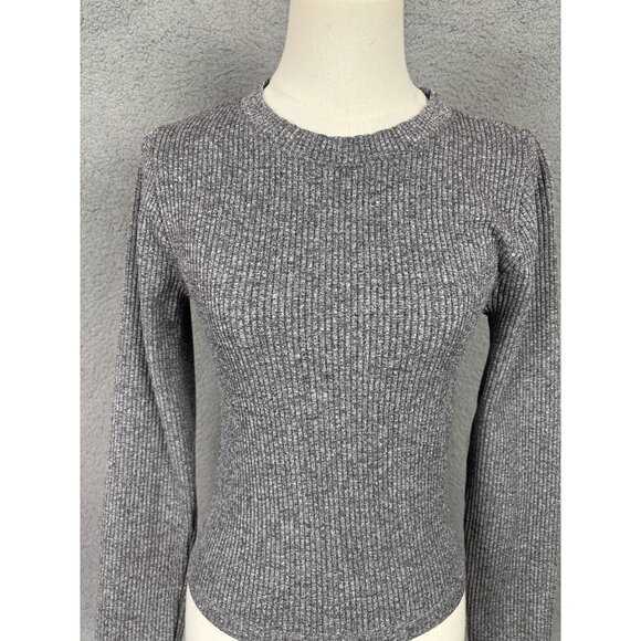 Hippie Rose Juniors' Ribbed Knit Long Sleeve Seamless Sweater Gray Medium NWT's - Picture 2 of 8